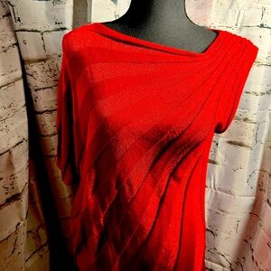 Sexy sweater fabric with shiny thread cherry red large